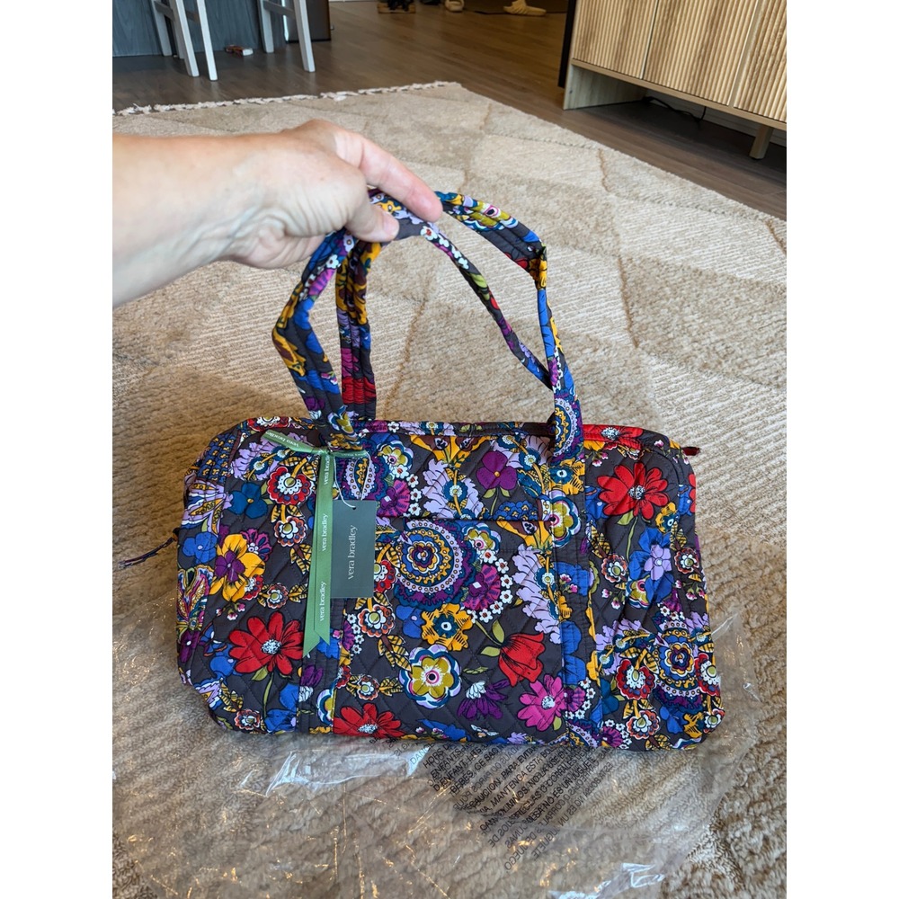 Vera Bradley Miramar Quilted Tote Bag Floral Print Cotton Shoulder Bag NWT Brown